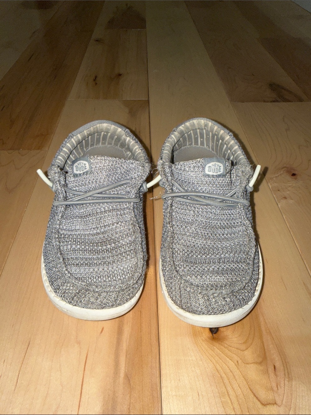 Hey Dude Kids Light Gray Knit Slip-On Sneakers